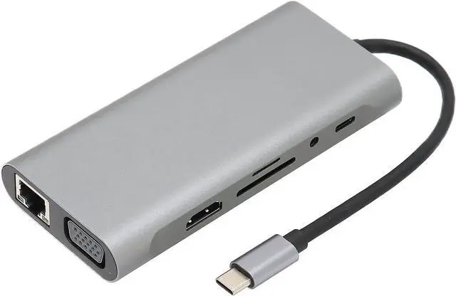 Alt view image 2 of 7 - Expansion Dock Type C 11 in 1, Multifunctional Aluminum Alloy, Portable Dock for Type C Computers, 4K, 4 USB3.0 Ports, 1080P VGA, 87W PD, Gigabit RJ45