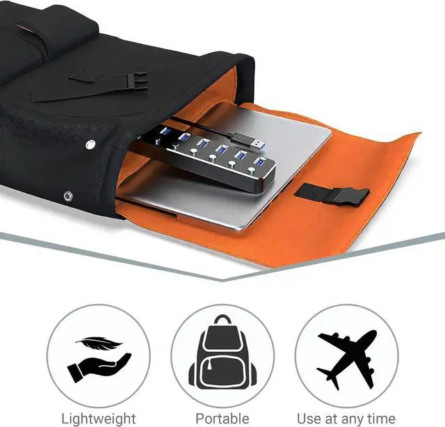 Alt view image 6 of 7 - USB 3.0 Hub 7 Port USB Hub with 2ft Long Cable Aluminum USB Hub for Laptop and PC with Individual On/Off Switch and LED Indicator