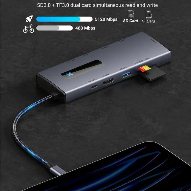 Alt view image 5 of 7 - Intelligent Type C Docking Station Hubs 10 in 1 USB Aluminum USB C Adapter 10 Port Use Simultaneously for Computer