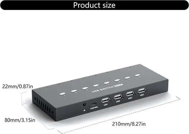 Alt view image 3 of 7 - USB Manual Switching 8 Port USB Converters Splitter for 8 PC Share USB Peripherals Printer Office Home USB2.0 Hubs