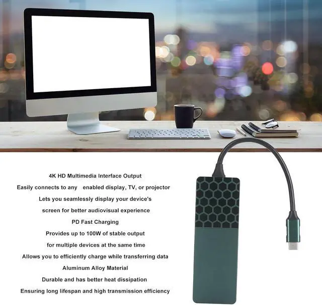 Alt view image 3 of 7 - USB C Hub, 7 in 1 Type C to 4K HDMI / USB3.0 / PD/SD/MicroSD Card Slot, USB C Splitter for Android for for OS X for Harmony OS