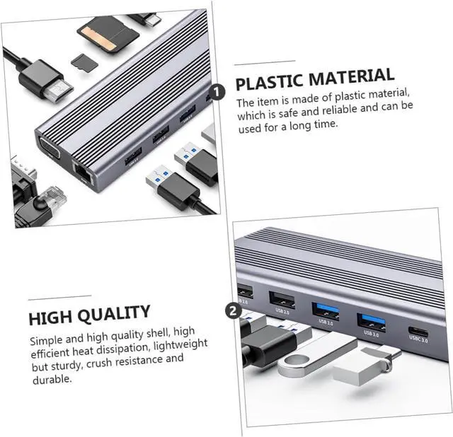 Alt view image 2 of 7 - IWOWHERO USB Hub Type-c Multi Port USB Hub Data Dock for Laptop Desktop Extender