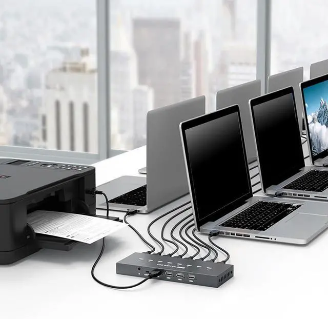 Alt view image 2 of 7 - USB Manual Switching 8 Port USB Converters Splitter for 8 PC Share USB Peripherals Printer Office Home USB2.0 Hubs