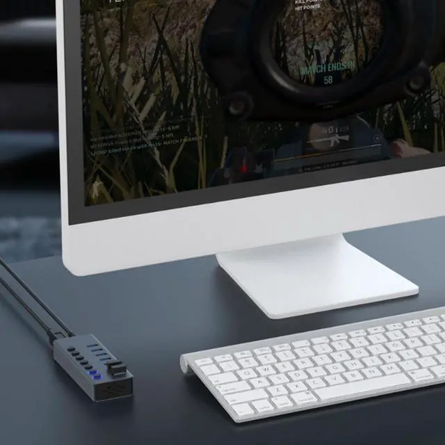 Alt view image 7 of 7 - USB3.0 Hubs Splitter 1 to 7 Port USB Data Hubs with Individual On/Offs Switches and Lights for Laptop PC Computer