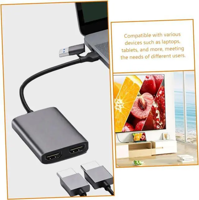 Alt view image 4 of 7 - Operitacx USB Type C to Dual Adapter Supports Dual High Definition Display USB Hub for Laptop Fast and