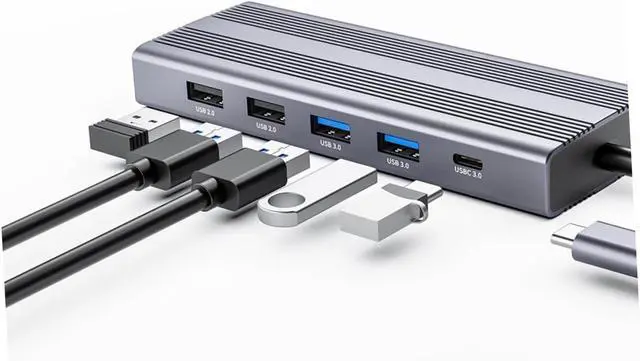 Alt view image 5 of 7 - Homoyoyo Type Adapter with USB Ports Expander for Laptop Multi USB Splitter with HD