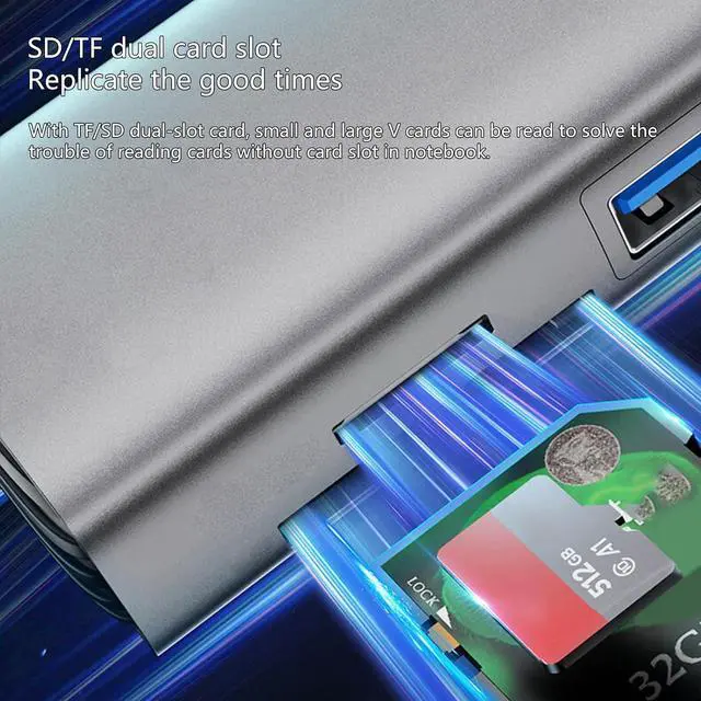 Alt view image 5 of 7 - USB C 10 in 1 Adapter with Video+VGA 1000M Ethernet 100W 3xUSB3.0 Memory Cards Slots for Electronics Multipurpose