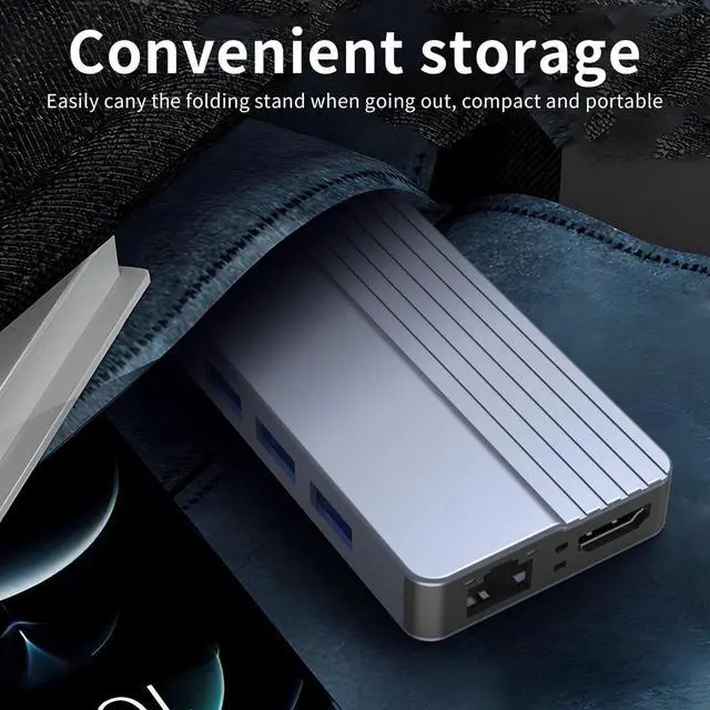 Alt view image 3 of 7 - Qcbuegof 10 in 1 Type C Hubs Type C to HDTV Adapter with HDTV 4K RJ45 USB 3.0 3 5 mm Mempry Card Reader for Versatility Use USB C Hub