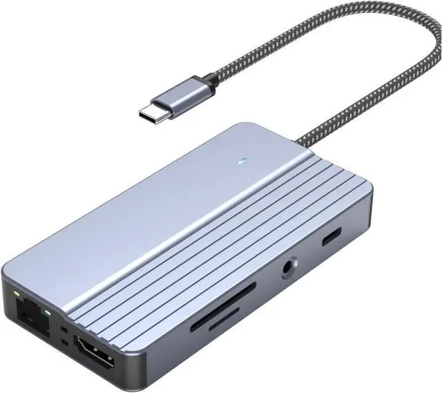 Alt view image 5 of 7 - Qcbuegof 10 in 1 Type C Hubs Type C to HDTV Adapter with HDTV 4K RJ45 USB 3.0 3 5 mm Mempry Card Reader for Versatility Use USB C Hub