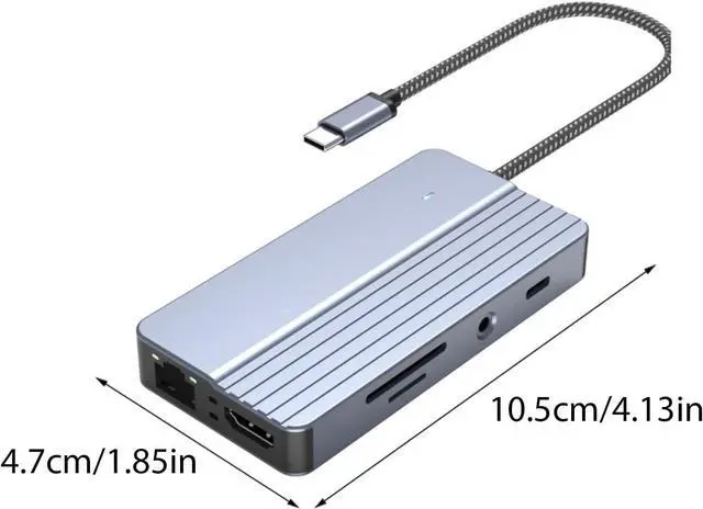 Alt view image 6 of 7 - Qcbuegof 10 in 1 Type C Hubs Type C to HDTV Adapter with HDTV 4K RJ45 USB 3.0 3 5 mm Mempry Card Reader for Versatility Use USB C Hub