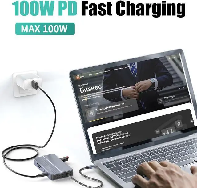 Alt view image 7 of 7 - Qcbuegof 10 in 1 Type C Hubs Type C to HDTV Adapter with HDTV 4K RJ45 USB 3.0 3 5 mm Mempry Card Reader for Versatility Use USB C Hub