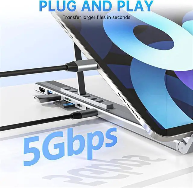 Alt view image 5 of 7 - Type C Hubs with 4K USB3.0 PD100W Charging SDTF Card Reader Multiport Connectivitys for Laptop Desktop