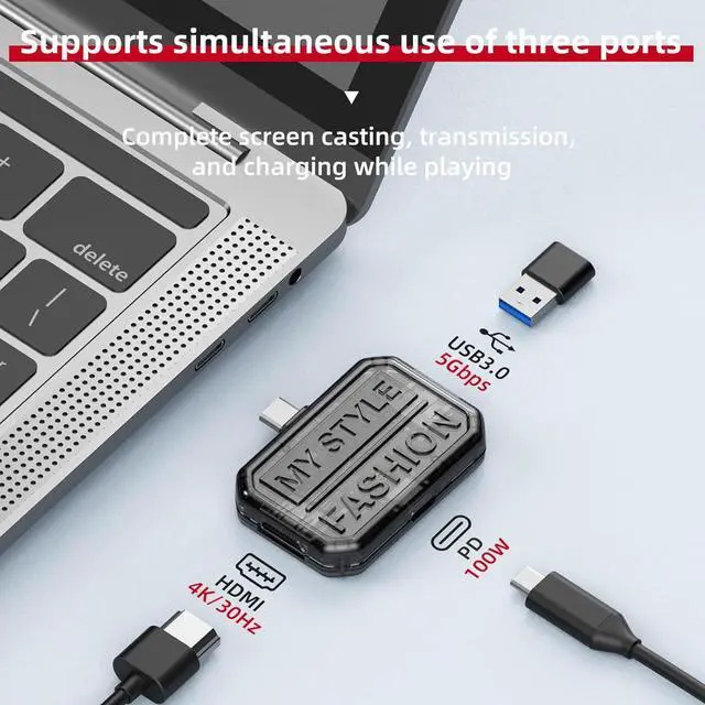 Alt view image 4 of 7 - Mllepjdh USB C To HDTV Adapter With 4K Video Output PD100W Charging USB3.0 5Gbps Data Transfer For Wide Connectivities