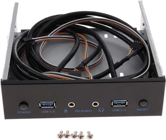 Alt view image 5 of 5 - USB 3.0 Front Panel Hub 2 Port Expansion Bay Bracket with HD-Audio and Power Button for PC Case Upgrade