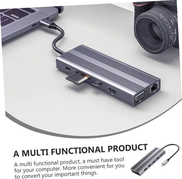 Alt view image 2 of 7 - Homoyoyo Type Adapter with USB Ports Expander for Laptop Multi USB Splitter with HD