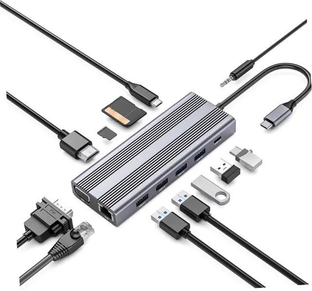 Alt view image 3 of 7 - Homoyoyo Type Adapter with USB Ports Expander for Laptop Multi USB Splitter with HD