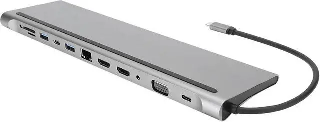 Main image of Culnflun USB C HUB, 12 in 1 Type C Docking Station with Dual 4K HDMI 1000M RJ45 VGA USB 3.0/2.0 SD TF 3.5MM Audio 87W PD Compatible with Type C Laptops