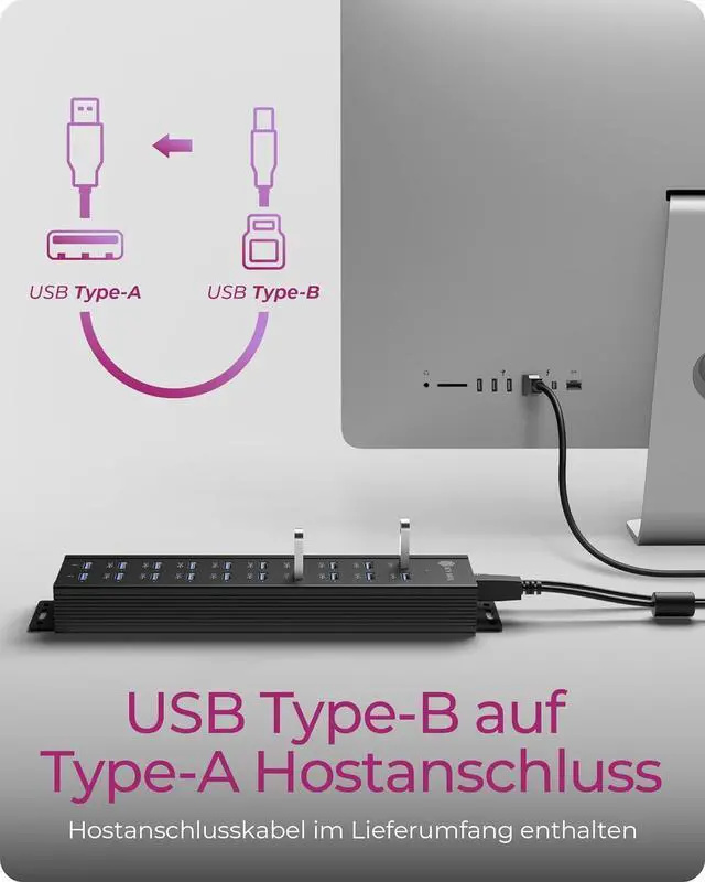 Alt view image 7 of 7 - ICY BOX IB-HUB1720-U3 USB 3.2 Gen 1 Hub with 12V/3A Power Adapter, Aluminium Housing and 2 USB Charging Ports