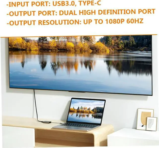 Alt view image 4 of 7 - KOMBIUDA Type C USB Hub Adapter Dual Converter for High Definition Dual Screen Display Plug and and Stable