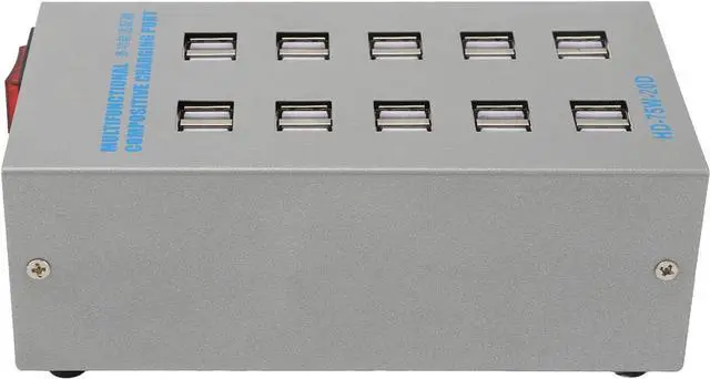 Alt view image 4 of 7 - Powered USB Hub Stainless Steel Multifunctional 20 Port USB Smart Hub Splitter Charging Port Power Adapter