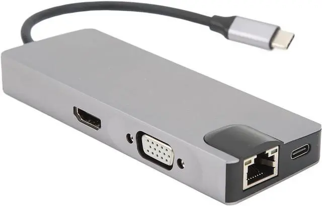 Main image of 8 in 1 Type C Hub USB Docking Station with 87W PD Fast Charging VGA 4K HD USB 3 0 Ports and RJ45 Ethernet USB Docking Station Aluminum Alloy Design for Laptop Docking Station