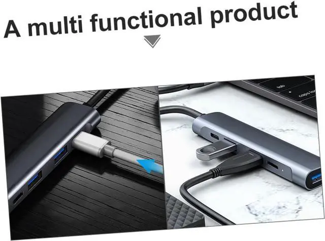 Alt view image 2 of 7 - POPETPOP 2pcs Type C USB Hub Adapter High Speed Data Dock with USB Ports Dual Type C Expansion for Printers