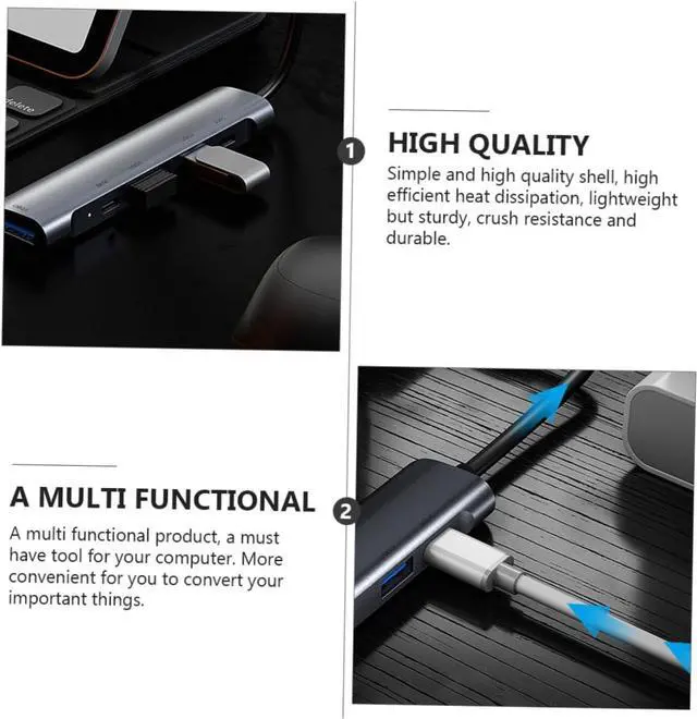 Alt view image 4 of 7 - Mikikit 2pcs USB Hub Type c Adapter Splitter for Computer Accessories Portable Data Hub Multiple Ports for