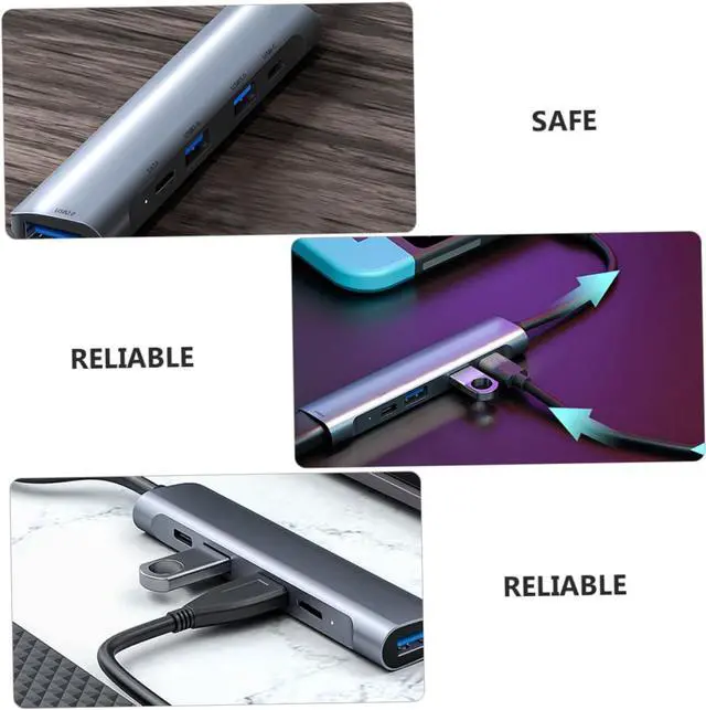 Alt view image 7 of 7 - POPETPOP 2pcs Type C USB Hub Adapter High Speed Data Dock with USB Ports Dual Type C Expansion for Printers