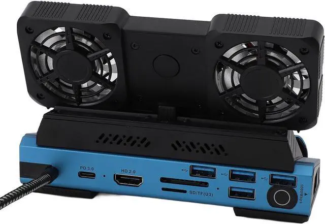 Alt view image 7 of 7 - 10 in 1 Docking Station with Dual Cooling Fan System and 4K 60Hz Output - USB C Hub for Gaming and Productivity