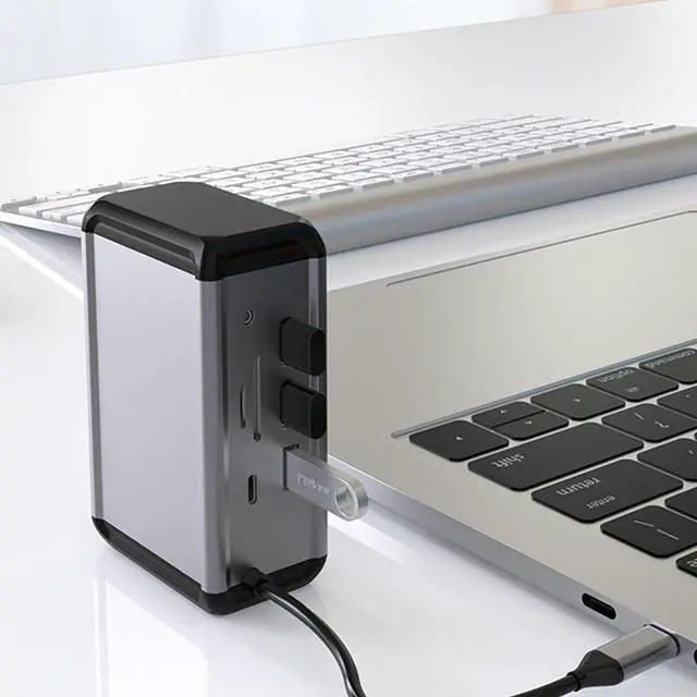 Alt view image 7 of 7 - Raiveug 12 in 1 USB C Hub Aluminum Alloy VGA PD RJ45 USB3.0 Type C Docking Station for Laptop Computer