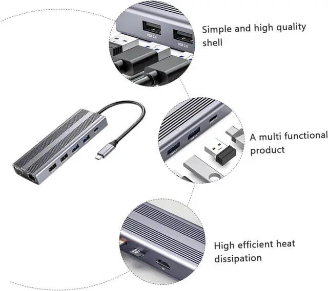 Alt view image 2 of 7 - VILLCASE Portable Type C USB Hub Docking Station Data Splitter with USB