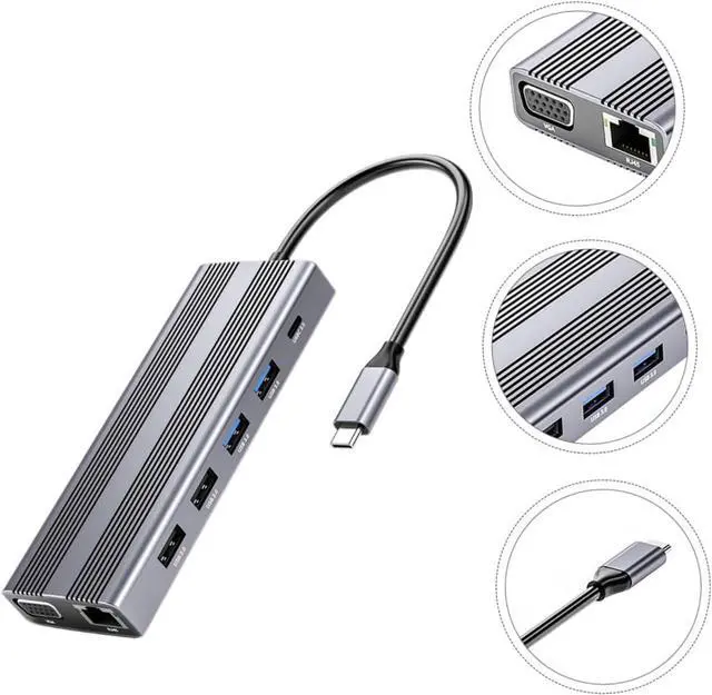 Alt view image 6 of 7 - VILLCASE Portable Type C USB Hub Docking Station Data Splitter with USB