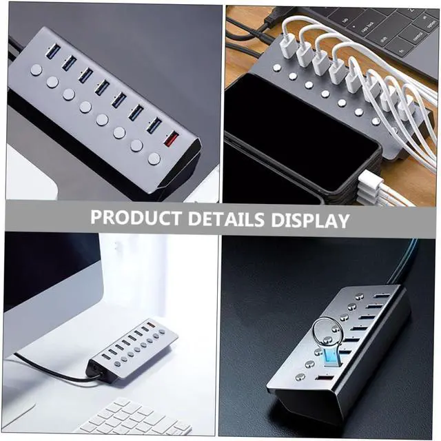 Alt view image 5 of 7 - POPETPOP Port USB Hub with Independent USB Extension Device for Data Transfer and Charging Durable Compatible