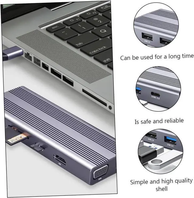 Alt view image 7 of 7 - IWOWHERO USB Hub Type-c Multi Port USB Hub Data Dock for Laptop Desktop Extender