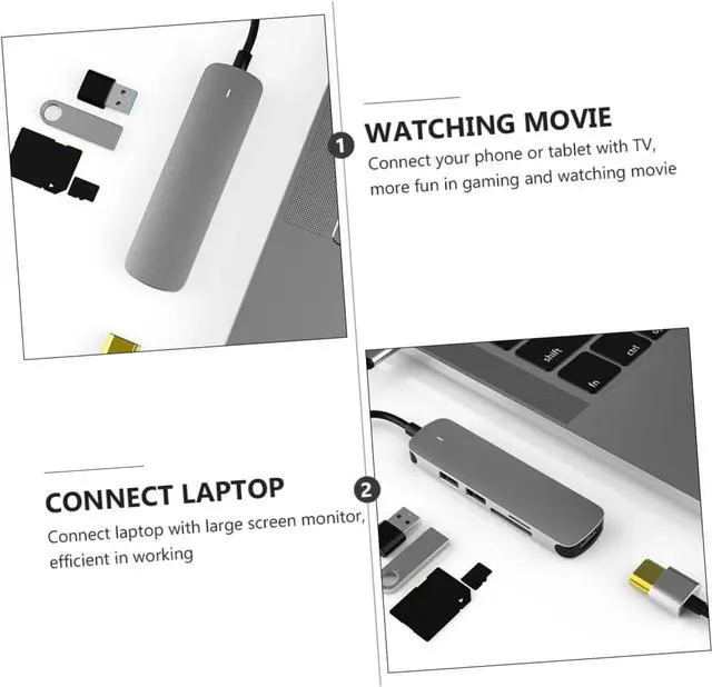 Alt view image 7 of 7 - Mipcase 2pcs USB Hub Multi Port Adapter for Laptop and Phone Type Aluminum Alloy Dock with Data Transfer