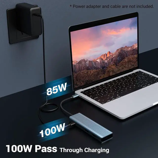Alt view image 3 of 7 - USB C Hub 9 in 1, oditton USB C Docking Station with 4K@30Hz HDMI, USB 3.0 x 3, USB C 3.0 Data, USB 2.0, 100W PD, SD/TF Card Reader, Compatible with Laptop and Other Type C Devices