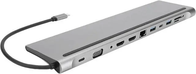 Alt view image 5 of 7 - Versatile 12-in-1 TypeC Docking Station with Dual and VGA Outputs + USB Hub for Air, Convenient for Work/Study