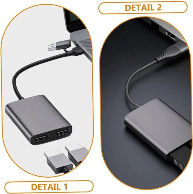 Alt view image 3 of 7 - MERRYHAPY Type C USB Hub Adapter Dual Converter for Laptop Supports Modes Setup Compatible with Multiple