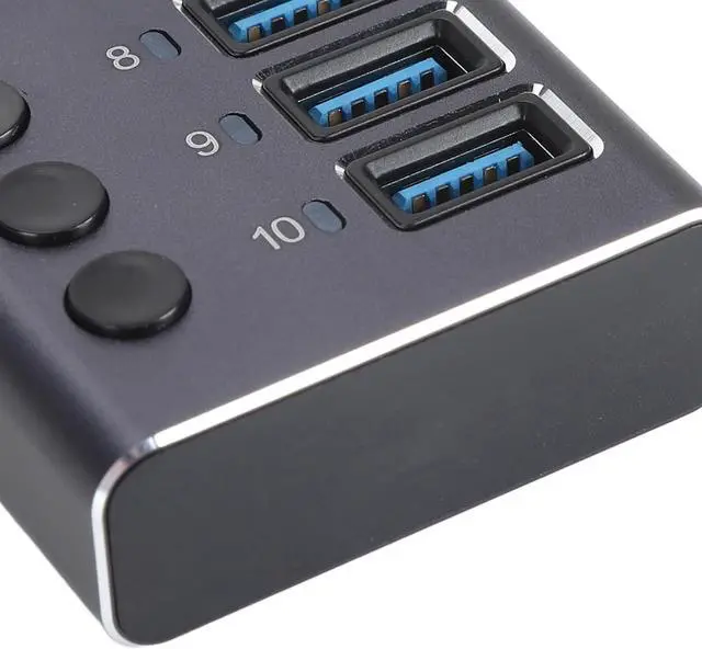 Alt view image 2 of 7 - Brilluxa USB Hub, 10 Port USB 3.0 Splitter with Individual Switches and 60W Power Adapter, Data Expansion Hub for Laptop PC Game Console