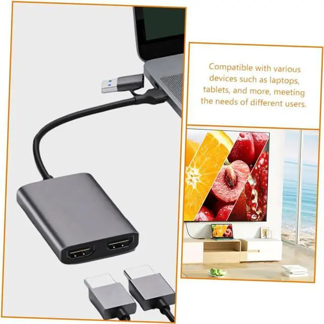 Alt view image 4 of 7 - CHICAMPERA Type C to Dual Adapter USB Splitter Hub High Definition Display Compatible with Laptops and