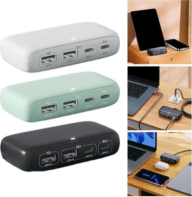 Alt view image 2 of 7 - MultiPorts Type C Hubs PD65W/PD25W/PD10W Quick Charging And Data Type C Splitter For Computer Tablets Phone 150cm Cable Splitter