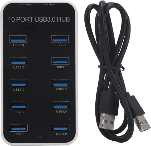 Alt view image 7 of 7 - USB Hub 10, USB 3.0 Hub 10 Port USB Hub Splitter Docking Station DC12V?24V Fast Data Transmission USB Expansion Hub Data Hub with USB 3.0 Data for Smartphone, Tablet
