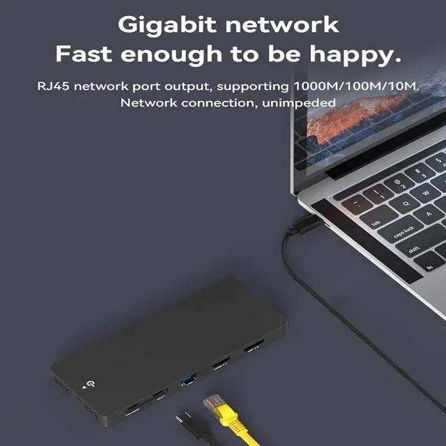 Alt view image 6 of 7 - USB C Hub Triple Display TypeC Hub (12-in-1) 4K60Hz HDMIcompatible PD100W Power Delivery 10Gbps Docking Station