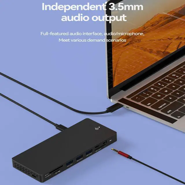 Alt view image 5 of 7 - USB C Hub Triple Display TypeC Hub (12-in-1) 4K60Hz HDMIcompatible PD100W Power Delivery 10Gbps Docking Station