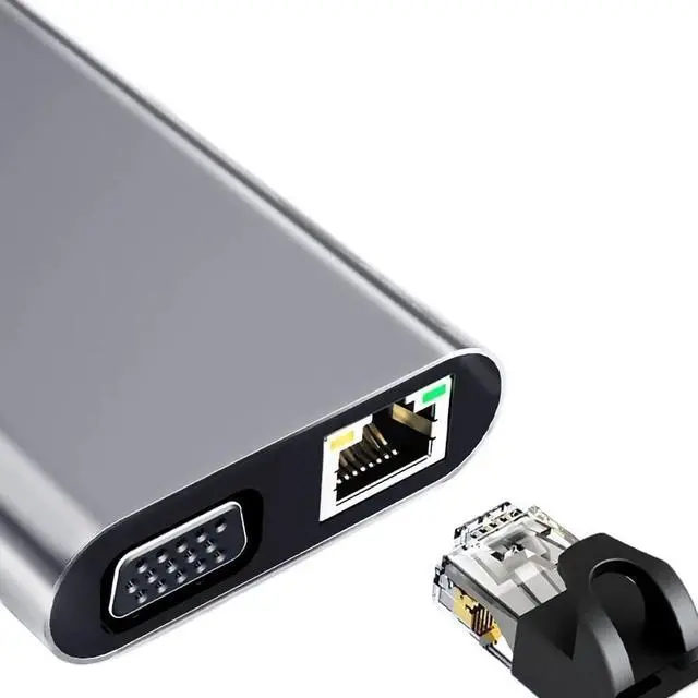Main image of USB C HUB Type C Adapter to HDMI-Compatible 4K VGA RJ45 SD/TF Card 3.5MM AUX 10 Port Docking Station PC Splitter(6-in-1 HDMI)