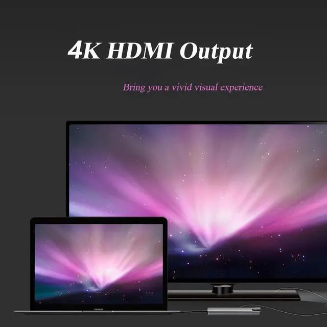 Alt view image 4 of 7 - 6 in 1 Type C to HDTV Adapter USB C Hub with LAN Port 4K HDMI Output USB C Adapter Compatible with MacBook Series Chromebook Laptop Mouse Keyboard Flash Drive Hard Disk