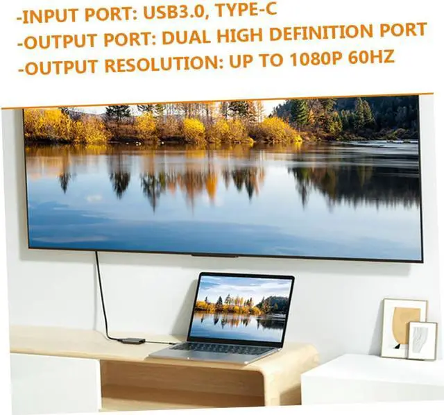 Alt view image 2 of 7 - PEPLAYTAL USB Hub Type C to Dual Adapter Supports High Definition Display USB Splitter for Laptops Tablets