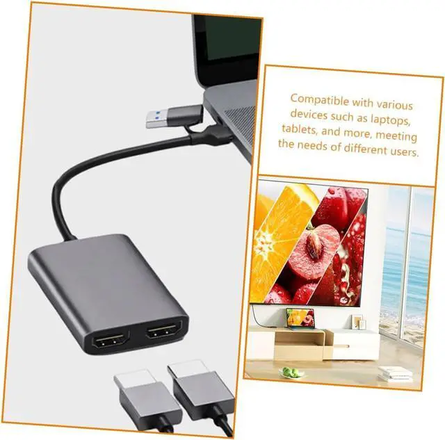 Alt view image 6 of 7 - PEPLAYTAL USB Hub Type C to Dual Adapter Supports High Definition Display USB Splitter for Laptops Tablets