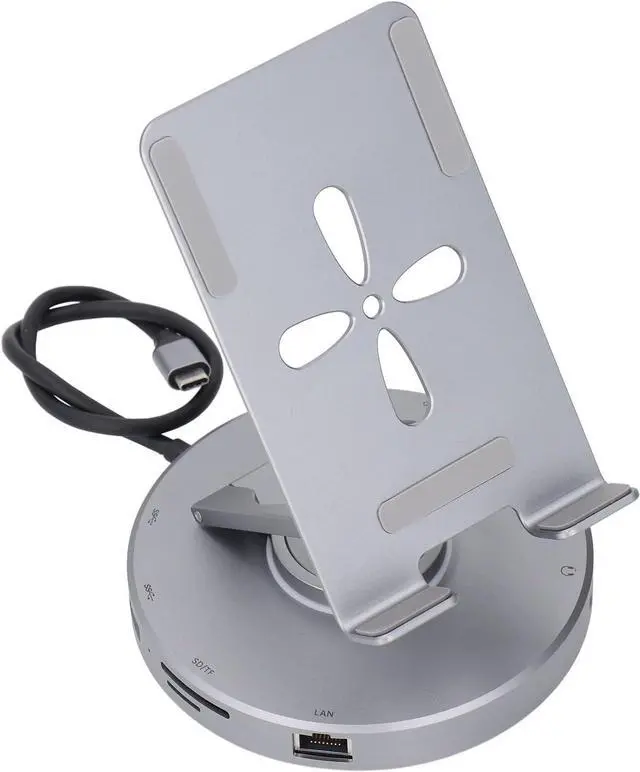 Alt view image 5 of 7 - 10 in 1 USB C Hub with 4K at 60Hz HD Port, Gigabit Ethernet RJ45, 3.5mm Sound, USB2.0, 2xUSB3.0, USB C 3.0 Docking Station, Foldable Design for Tablets