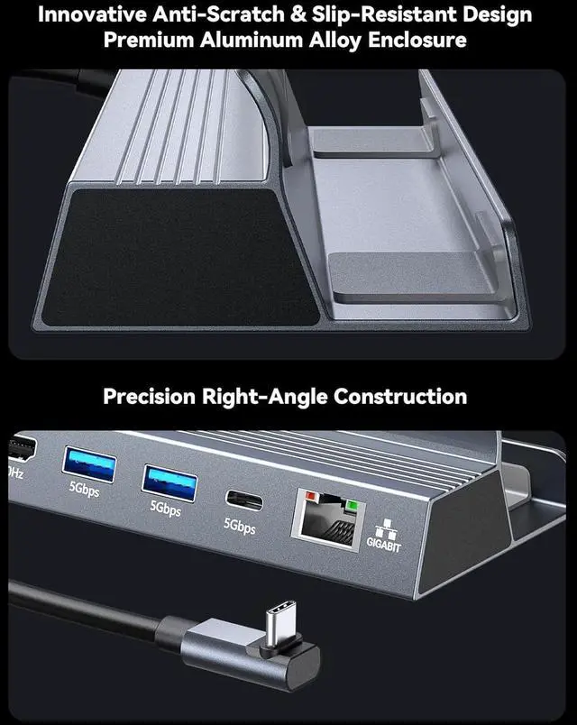 Alt view image 6 of 7 - XAOSUN 6 in 1 Docking Station, Aluminum USB C Hub for ROG Ally/Steam Deck OLED/Lenovo Legion Go/MSI Claw, Steam Deck Dock, 1 HDMI 2.1 4K@120Hz, 2 USB A, 1 USB-C, 1 PD 3.0 100W and 1 RJ45 1000Mbps
